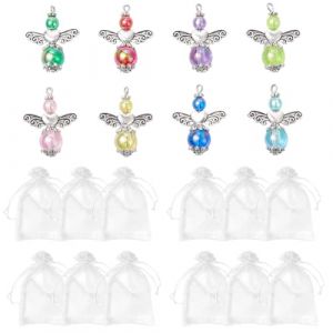 COYUN Lot de 12 Porte Clé Ange Gardien,+12pcs Sachets organza, Petits Porte-bonheur,Porte Clé Ange Communion,Porte Clé Ange Baptême,Porte-clés Ange Gardien pour Baptême, Noël, Mariage(C) (HLWA RETAILS LTD UKSTORE, neuf)