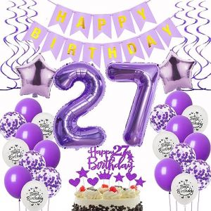 Decoration 27 Ans anniversaire Femme violet,Decoration anniversaire 27 ans Femme ballons 27 anniversaire Decoration lilas,ballon 27 anniversaire Decoration Femme violet gâteau 27 anniversaire Femme (Oumezon, neuf)