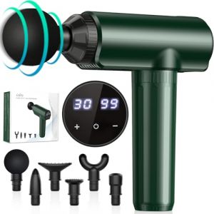 Lefity Pistolet de Massage avec 30 Niveaux Réglables et 6 Têtes de Massager Professionnel avec Écran LCD, Pistolet de Massage Musculaire pour Soulager les Douleurs Musculaires (vert intense) (MENESHU, neuf)