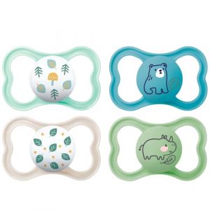 MAM Air Lot de 4 tétines en silicone souple 16 + Skin Soft Colours Uni-Mix (babywaren24, neuf)