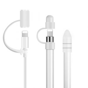 EYVRPAU Porte-crayon pour Apple Pencil 1&egrave;re G&eacute;n&eacute;ration,1 pi&egrave;ce de capuchon blanc + 2 pi&egrave;ces de porte-capuchon,remplacement magn&eacute;tique et support,Lighting Connecteur pour C&acirc;ble USB et Crayon (puertaoqishangmaoyouxiangongsi, neuf)