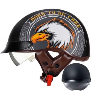 Letetexi Bols Demi-Casque Jet Vintage R&eacute;tro ECE Homologu&eacute; Casque Ouvert De Moto pour Hommes Et Femmes Casquette Unisexe pour V&eacute;lo Scooter ATV UTV Skateboard Black M~XXL (Casque Letetexi, neuf)