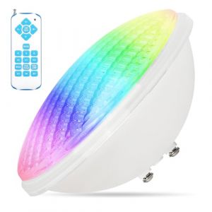 KWODE 54W RGB Lampe Piscine, LED PAR56 Projecteur Piscine, Timing 2/4/6H avec t&eacute;l&eacute;commande, 12V DC/AC Lumiere Piscine, Spot Piscine Etanche IP68 (1pcs lampe) (ZDONE-EU, neuf)