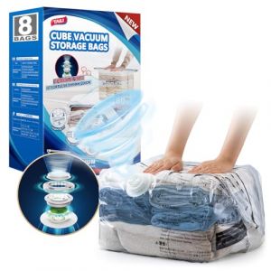 TAILI Sac Sous Vide Voyage Cube Lot de 8, Taille Moyenne (50 x 30 x 65 CM), Sac Rangement Sous Vide Aspirateur pour Valises et Bagages de Voyage (TAILI Store, neuf)