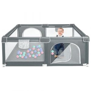 Parc Bebe,Parc Enfant,Parc Bébé en Tissu Oxford,Parc Bebe xxl avec Barrières,Parc De Jeux Bébé avec Filet Respirant Sur Quatre Côtés (jusiZL, neuf)