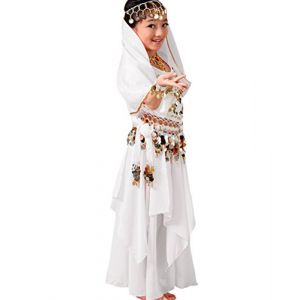 Astage Costume d'Halloween pour fille - Costume de danse orientale indienne - Carnaval, blanc, 3-5 ans (Dance voice, neuf)