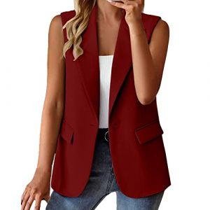 Blazer Long Femme Ete Casual Blazer Business sans Manches Costume Jackets &Eacute;l&eacute;gant OL Bureau Affaires Veste De Costume Manteau Cardigan Blouson Jacket Blouson Grande Taille Femme Veste Femme Chic (usitable, neuf)