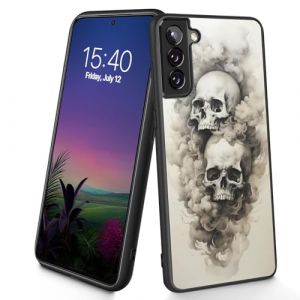 Bxgolkgd Coque de protection fine et souple en silicone TPU pour Galaxy S24 5G 6,2", motif t&ecirc;te de mort fum&eacute;e (BXGOLKGD, neuf)