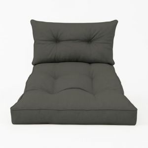 chilly pilley Coussin Fauteuil en Rougein avec Rembourrage Ensemble Coussins Coussin De Si&egrave;ge Matelass&eacute; Dossier Assise (Set: 1x Coussin D'assise 80x60x10, Dossier 60x40, Gris) (chillypilley, neuf)