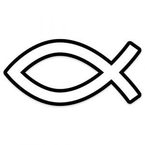 Ichthys Autocollant poisson pour voiture - 9 x 4,5 cm - Film de qualit&eacute; sup&eacute;rieure avec bordure contrast&eacute;e - Autocollant poisson chr&eacute;tien r&eacute;sistant aux intemp&eacute;ries - Noir, arc-en-ciel, bordeaux, blanc (Trevora Handel, neuf)