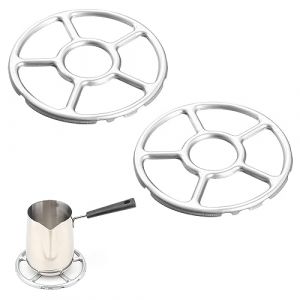 ZAHD 2 pièces Réducteurs à gaz en pour plaque Pot Cuisinière Support Réducteur Anneau Anneau de Gaz Réducteur Sous-Plat Pour Support de plaque de cuisson au gaz les carafes à café et à lait (Argent) (C-CD-ZFZ, neuf)