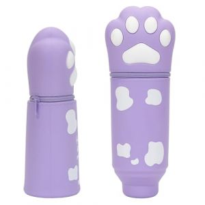 Trousse Chat en Silicone Violet, Trousse Kawaii Fille, Trousse Ecole 2 en 1, Trousse Crayon en Griffes de Chat, Trousse Scolaire Grande Capacit&eacute;, Trousse Stylo comme Cadeau de Saison Scolaire Enfants (WEIMEIYING, neuf)