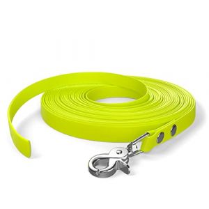 10m de Laisse à Pister, Laisse de Chien, 1 Mousqueton, Jaune Fluo, très Solide, résistant à la saleté et à l'eau (LUGIUM, neuf)