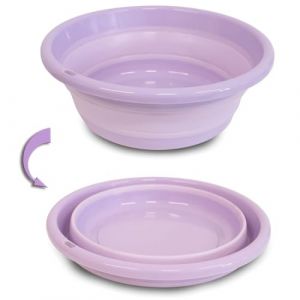 SIC - Bassine Pliable, Bassine Plastique (31cm, Violette) Panier Linge Pliable, Petite Bassine, Bol Pliable, Utile dans la Salle de Bains, Cuisine, Jardin, Camping, en Caoutchouc thermostatique (ATMERCATO, neuf)