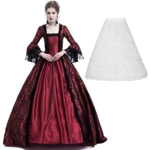 CAMDOM Robe victorienne vintage pour femme, robe de bal masqué, gothique, médiévale, Lolita, Rouge, L (Euroland-Shop, neuf)