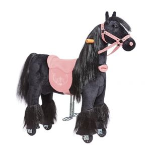 Porteur Enfant Cheval à Roulette Ebony S (3-6 Ans) | Cheval Mécanique en Peluche à Monter | Porteur Enfant avec Selle Amovible, Licol avec Bride et Crinière et Queue à Coiffer (PONNIE, neuf)