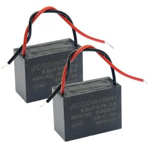 (Paquet de 2) CBB61 450V AC 8.0UF 5% 50/60Hz Condensateur de marche en polypropylène métallisé pour le démarrage du moteur d'un ventilateur de plafond (ERIC ELECTRONICS TECHNOLOGY LIMITED, neuf)