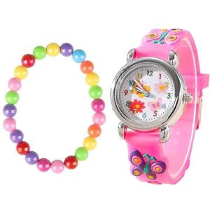 Wonvify Montre et Bracelet Pédagogique pour Enfant Fille, Dessin Animé 3D, Mouvement à Quartz, Montre Cadeau pour Filles de 3 à 12 Ans (JiShanFuSong, neuf)