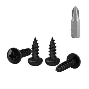 150 Pcs M4 Vis Bois Autotaraudeuses à Tête Bombée, Vis à Bois Noires, Visser Autoperceuses, Visser à Tête Ronde Cruciforme pour Meubles Métal, M4x10mm (YuShiLiu, neuf)