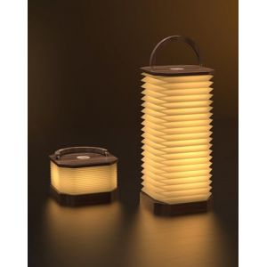 ZBOLE Lampe accord&eacute;on verticale avec poign&eacute;e, lampe de table portable, lanterne cr&eacute;ative en papier LED avec USB pour d&eacute;coration de la maison (noyer) (The Boler, neuf)