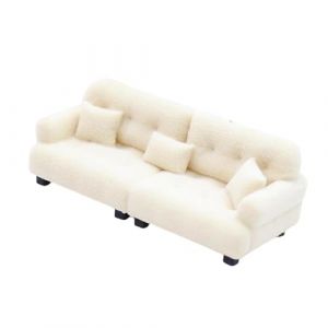 Canap&eacute; miniature pour maison de poup&eacute;e moderne, canap&eacute; r&eacute;aliste avec oreiller, mod&egrave;le de sc&egrave;ne de vie, d&eacute;coration jouet - 1 30 Beige (pistro, neuf)