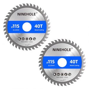 Ninehole 2 Lames de scie circulaire 115 x 22,23 mm (anneau 20&16 mm), 40 dents Coupes propres, Disque à Tronçonner pour Bois, Sèche, Stratifié, Cloison, Contreplaqué, Plastique (Ninehole(EU), neuf)