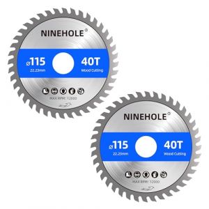 Ninehole 2 Lames de scie circulaire 115 x 22,23 mm (anneau 19.05&15.88 mm), 40 dents Coupes propres, Disque à Tronçonner pour Bois, Sèche, Stratifié, Cloison, Contreplaqué, Plastique (Ninehole(EU), neuf)