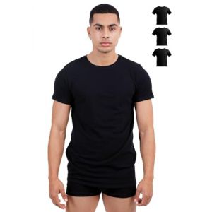 SKIPPER Lot de 3 Stretch T Shirt Homme Col Rond I Maillot de Corps Noir I Tricot de Corps 95% Coton 5% &Eacute;lasthanne I sous Chemise Manches Courtes I Label Oeko-TEX&reg; XL (Skipper-wear, neuf)