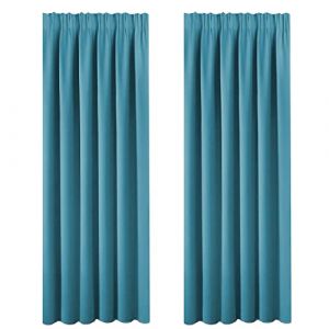 BellaHills Lot de 2 rrideaux occultants super doux à isolation thermique avec deux attaches assorties Bleu turquoise 168 x 229 cm (BellaHills, neuf)