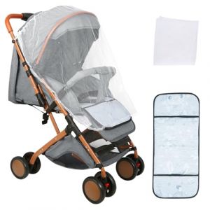 Poussette Canne,Poussette Bebe Légère et Compacte, Assis, couché, poussant et tirant, avec coussin en coton, moustiquaire,Evolution, mise à jour en 2025,Gris (Willanmd, neuf)
