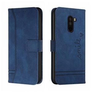Bravoday Coque pour Xiaomi Pocophone F1, Etui Cuir avec Magnetique, Flip Pochette Housse pour Xiaomi Pocophone F1 Protection, Bleu (Bravoday, neuf)