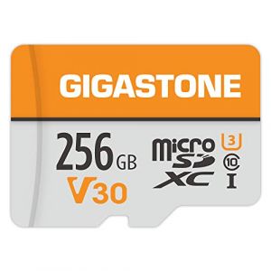 Gigastone Carte Mémoire 256 Go Compatible avec Gopro Caméra Drone Samsung Tablette, Haute Vitesse de Lecture 100 Mo/s idéal pour 4K UHD Vidéo, A1 C10 U3 Carte Micro SD avec Mini étui et Adaptateur SD (Gigastone Pro, neuf)