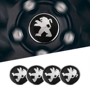 4 pièces 56 mm Autocollants de Capuchons centraux de moyeu de Voiture pour Peugeot 206 307 308 3008 207 208 407 508 2008 5008 107, Capuchons de Garniture de moyeu Central de Roue Autocollants,Black- (蒲洼百货商行, neuf)