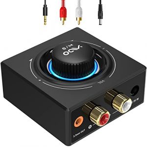 YMOO Recepteur Bluetooth 5.3, RCA 3,5 mm Jack AUX Adaptateur Bluetooth SBC AAC,Stereo Audio HiFi Receiver pour Smartphone, Tablette, Ordinateur Portable, Enceinte Home Cinema,100ft (YMOO, neuf)