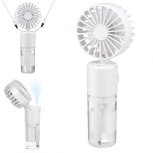 JIZZU Mini Brumisateur Portatif, 4000mAh Ventilateur Main USB Rechargeable [5-21 Heures de Travail], 4 Vitesses, Silencieux Pliable pour Extérieur, Voyage, Blanc (Li Cizhen trading company, neuf)