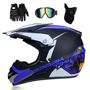 Int&eacute;gral Casque Motocross Ensemble, avec Lunettes Gants Masque, Jeunesse Enfant Hors Route Moto Casque &Eacute;quipement de Protection, Downhill Enduro VTT MTB BMX Quad Dirt Bike Casque(VV,XL/58-59CM) (KHBTFNB Shop, neuf)