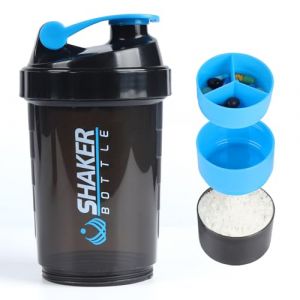 VIGIND Shaker à protéines 500ml,Bouteille shaker pour protéines,shaker avec compartiment,Mélangeur Sans Grumeaux，Anti-Fuite,Sans BPA & Lavable Lave-Vaisselle, bleu (VIGIND Direct, neuf)