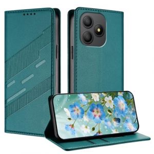 TAUYN Housse Folio en Cuir pour Blackview Wave 9C, Premium PU/TPU Cuir Portefeuille Etui Housse, avec Fentes pour Cartes, Fermeture Magn&eacute;tique, Antichoc Flip Case Cover. Vert fonc&eacute; (Kuaigu, neuf)