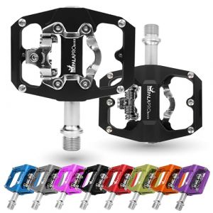 IMPALAPRO - Pédales de Vélo à Double Fonction, Pedales Plates VTT et Pedale VTT Automatique Compatibles avec Le Pedale VTT Shimano SPD - Pedales MTB avec Cales SPD 9/16'' (Noir) (IMPALAPRO, neuf)