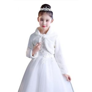 Ommda Fausse Fourrure Bolero Fille Mariage Bolero Veste Fille Princesse Ceremonie Bapteme &agrave; Manches Longues,Blanc,S (3-5ann&eacute;es) (Gosmooth EU, neuf)