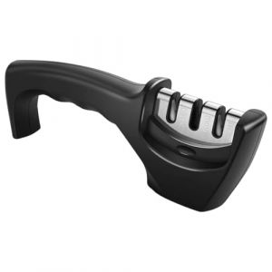 Aiguiseur manuel de couteau et lame, 3 encoches, pour polir, aff&ucirc;ter et r&eacute;parer les couteaux de cuisine, accessoires, pour Couteaux en Acier Inoxydable et c&eacute;ramique de Toutes Tailles (EUROEDI SPEDITION, neuf)
