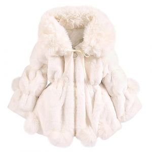 L SERVER Veste Fille Chaud en Fausse Fourrure Manteau Enfant Blouson avec Grand Col en Fourrure Epais Styl&eacute; Hiver V&ecirc;tement, Beige, 8-9 ans (LSERVER, neuf)