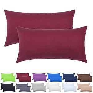 NatureMark Lot de 2 Housses de Coussin en Jersey Housse de Coussin Coussin pour dormeur latéral Coussin de Nuque Nombreuses Tailles et Couleurs Oeko-Tex (40 x 60 cm, Rouge Bordeaux) (cottonrich, neuf)