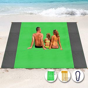 Henrycares Tapis de Plage 300 x 275cm Anti Sable, Couverture de Plage Large Imperm&eacute;able Compact Natte de Plage pour Plage, Camping, Picnic, Voyage (Vert) (Henrycares, neuf)