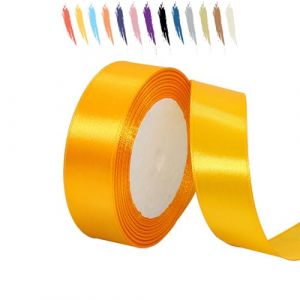 MORAINJAY 25mm Jaune Dor&eacute; Ruban Satin,2.5cm Ruban Rouleau pour Emballage Cadeaux,23 M&egrave;tres Satin Ribbon Roll pour Bouquets,Ballon,Couture,N&oelig;uds,G&acirc;teau,D&eacute;coration de Mariage/Anniversaire/No&euml;l/F&ecirc;te (WN A6, neuf)