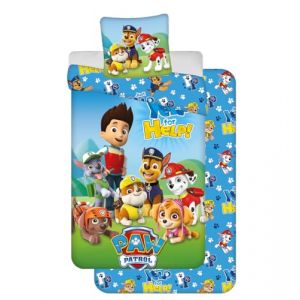 Paw Patrol Parure de Lit 3 Pièces Pat' Patrouille, 100% Coton, Housse de Couette 140x200 cm + Taie d'oreiller 65x65 cm + Drap-Housse 90x200 cm, Bleu (LesAccessoires, neuf)