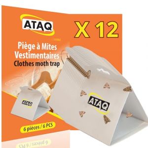 ATAQ &ndash; Pack de 12 pi&egrave;ges &agrave; Mites Vestimentaires &ndash; Pi&egrave;ge Anti Mites Adh&eacute;sif &agrave; Ph&eacute;romones avec Colle Haute Performance - Contre l&rsquo;infestation des Mites en Chambres, prot&egrave;ge Les v&ecirc;tements, Non Toxique (So Deal, neuf)