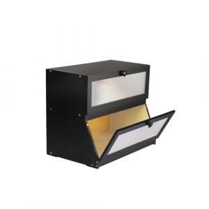 HUOLE Boîte à Pain Bambou 2- Couche Countertop Boîte en Bois pour Cuisine, Huche,pour le stockage du pain-40 x 33 x 25 cm - Bambou - Noir (Hechheu, neuf)