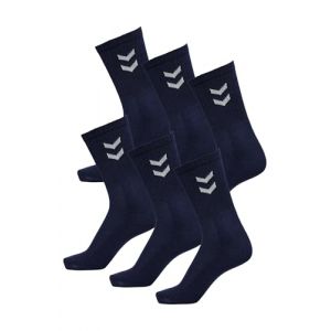 hummel Lot de 6 paires de chaussettes de sport unisexes, Bleu marine (7026), 41-45 (Kris & Nana, neuf)