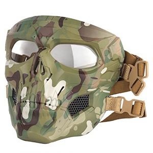 ACEXIER Tactical Airsoft Mask, Masques complets crâne Squelette avec Lunettes résistant aux Chocs armée Ventilateurs Fournitures Chasse Paintball Masques pour Moto Cyclisme randonnée Masque Militaire (BOXUN-FR, neuf)